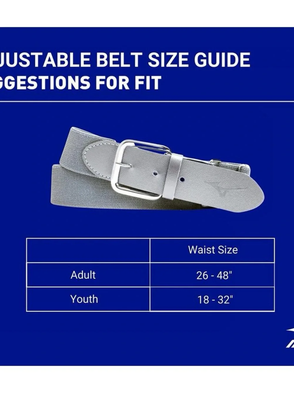 Mizuno Classic Adjustable Youth Baseball/Softball Belt
